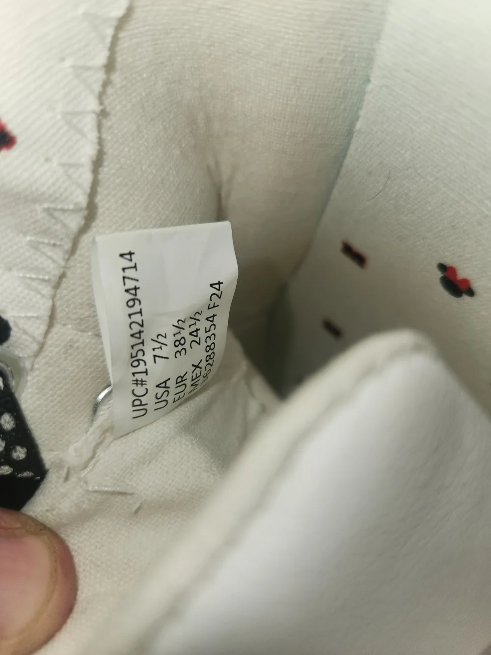 Disney White Sneakers with Black and Red Minnie Accent
